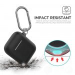 Wholesale Apple Airpods Charging Case Protective Silicone Cover Skin with Hang Hook Clip (Black)